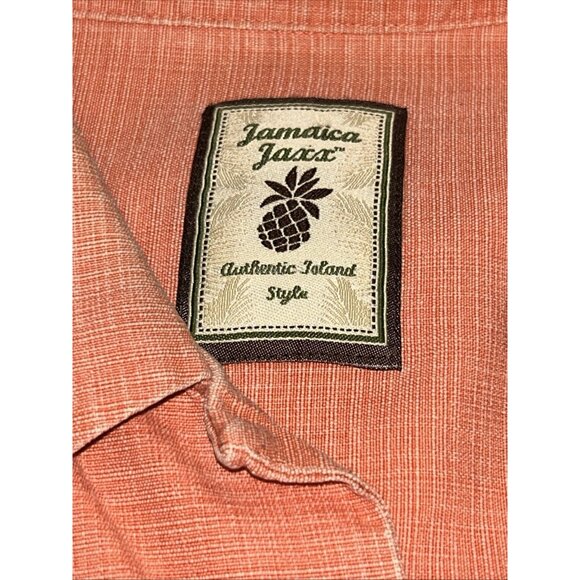 Jamaica Jaxx Men’s Shirt Size XXL Coral Silk Button Up Tropical Hawaiian Pocket - Picture 7 of 8